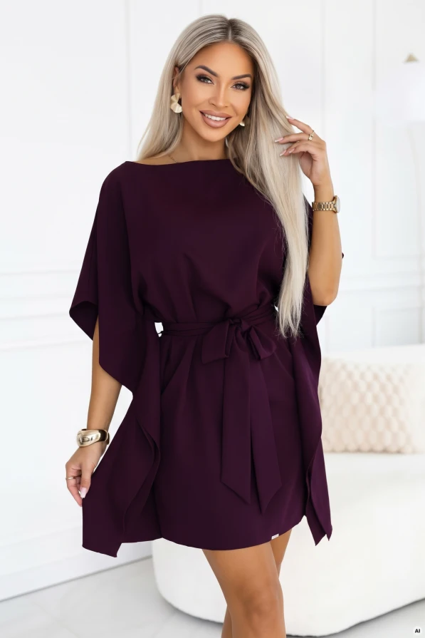 SOFIA — көбелек пішінді жеңі бар көйлек, қара өрік түсті